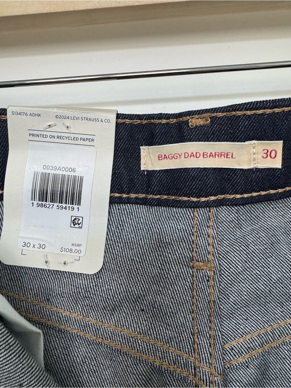 Levi's Baggy Dad Barrel Mainline Soft Rigid 100% Cotton Jeans 30x30 - Picture 8 of 12